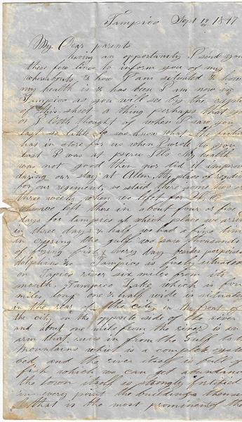 “WE SUFFER EVERY THING BY THE MUSQUETO & SAND FLIES.... THE MEXICANS THEMSELVES HAVE DIED OFF LIKE ROTTEN SHEEP THEY BURY THEIR DEAD WITHOUT ANY COFFIN OR BOX OR ANY SORT ABOUT THREE FEET DEEP AND POUND THE DIRT DOWN WITH STONES SO HARD THAT WE COULD HEAR THEIR BONES CRACK….”