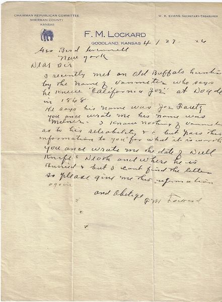 “I KNOW WHERE ROMAN NOSE AND MEDICINE MAN FELL FROM THE PIT IN WHICH JACK STILWELL WAS LYING IT WOULD HAVE BEEN IMPOSSIBLE FOR HIM TO HAVE FIRED THE SHOT. HE NEVER CLAIMED THE HONOR AND NONE BUT FICTION WRITERS EVER SUGGESTED IT.”