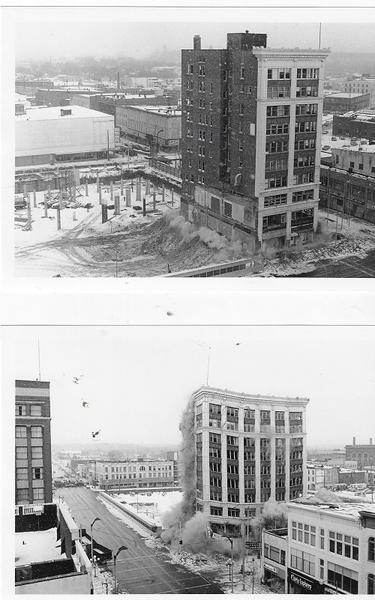 PHOTOS OF THE DEMOLITION OF THE HANSELMAN BUILDING IN KALAMAZOO, MICHIGAN