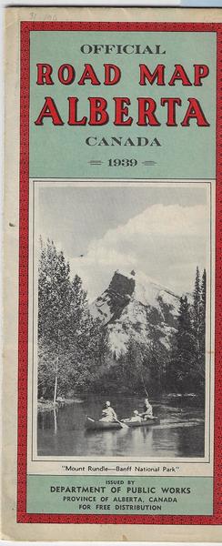 OFFICIAL ROAD MAP ALBERTA CANADA - 1939