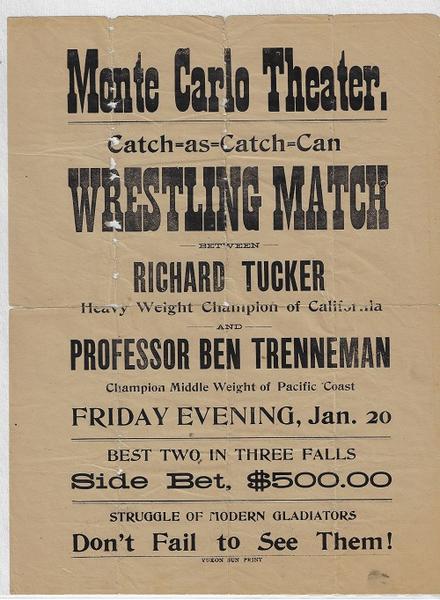 RICHARD TUCKER VS. PROFESSOR BEN TRENNEMAN AT THE MONTE CARLO THEATER BROADSIDE