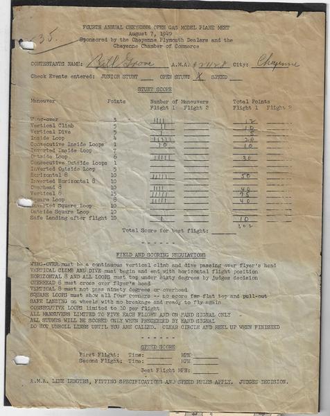 A SCARCE AND IMPORTANT ARCHIVE IN THE FIELD OF MODEL AIRPLANES
ARCHIVE AND SCRAPBOOK OF WILLIAM C. GROVE, JR., A MEMBER OF THE CHEYENNE HILLHOPPERS GAS MODEL AIRPLANE CLUB.