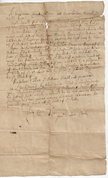 CAPTAIN SAMUEL FISH OF GROTON vs. JONATHAN AND ELIZABETH EDGECOMB OF NEW LONDON