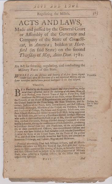 Connecticut - Acts and Laws - 1782