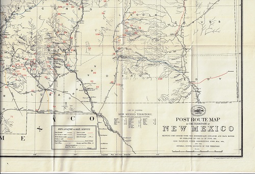 1901 Post Route Map of the Territory of New Mexico