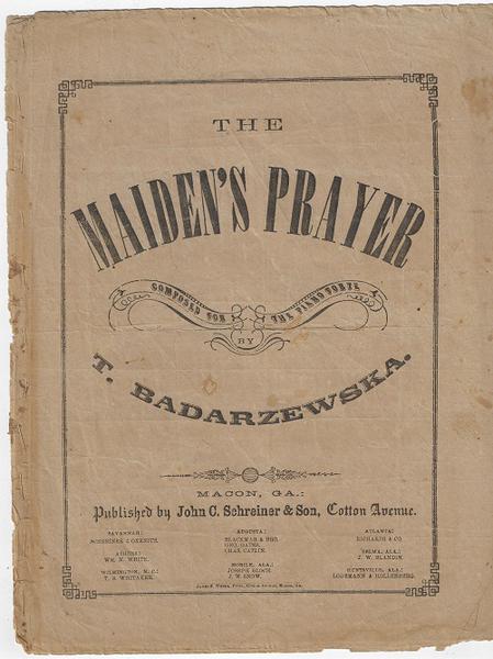 Confederate  Sheet Music - The Maiden's Prayer